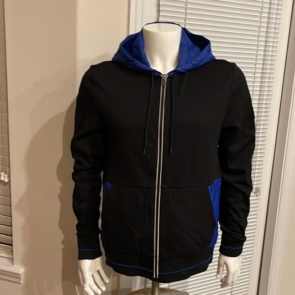 Kors X Tech Color Block Full Zip Drawstring Mixed Media Attached Hood Jacket - Picture 2 of 15